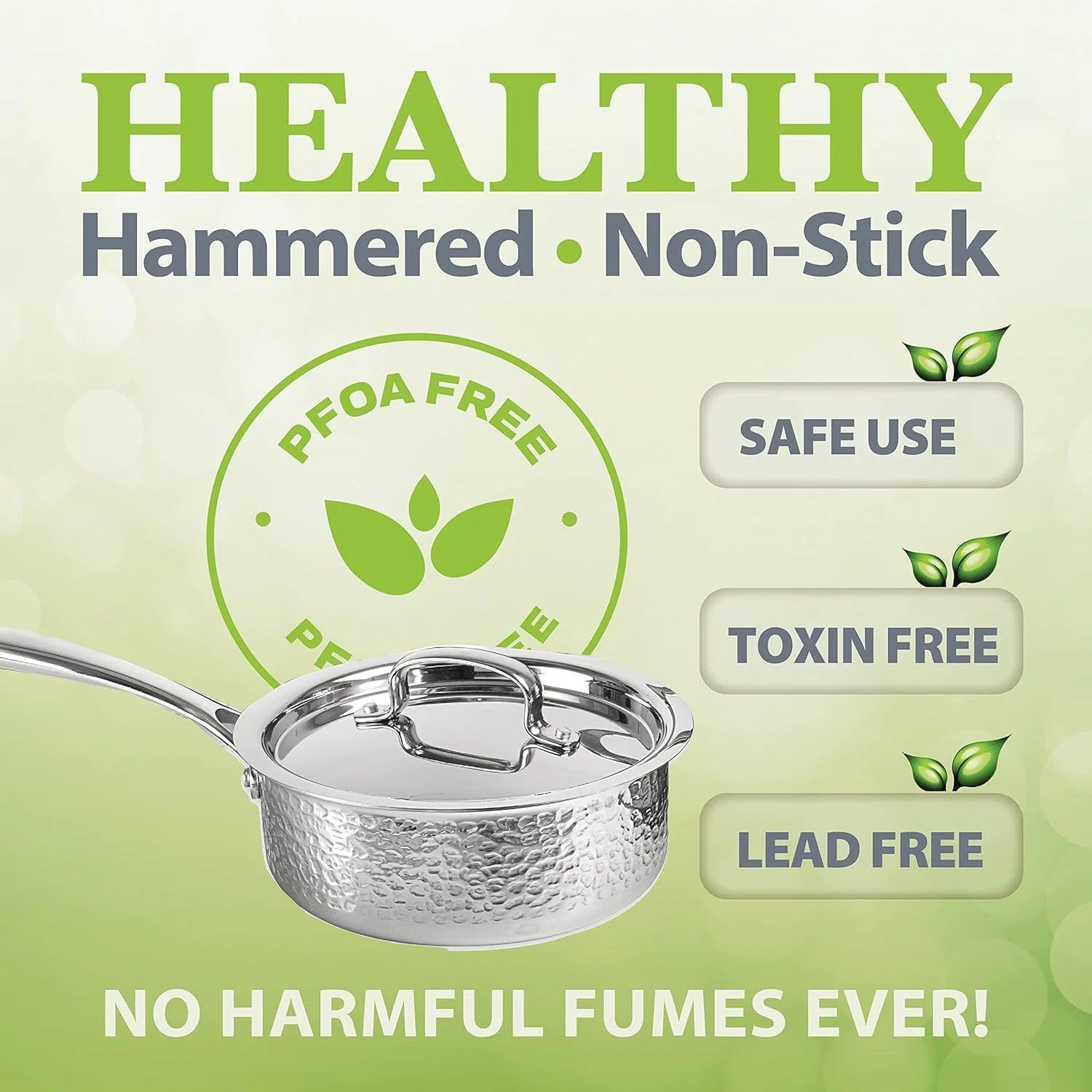 Granitestone Hammered Diamond Infused 10 Pc Pots and Pans Set Non Stick, Reinforced Aluminum Ultra Durable Cookware Set W/ Stay Cool Handles, Frying Pans, Skillets, Oven & Dishwasher Safe, Silver